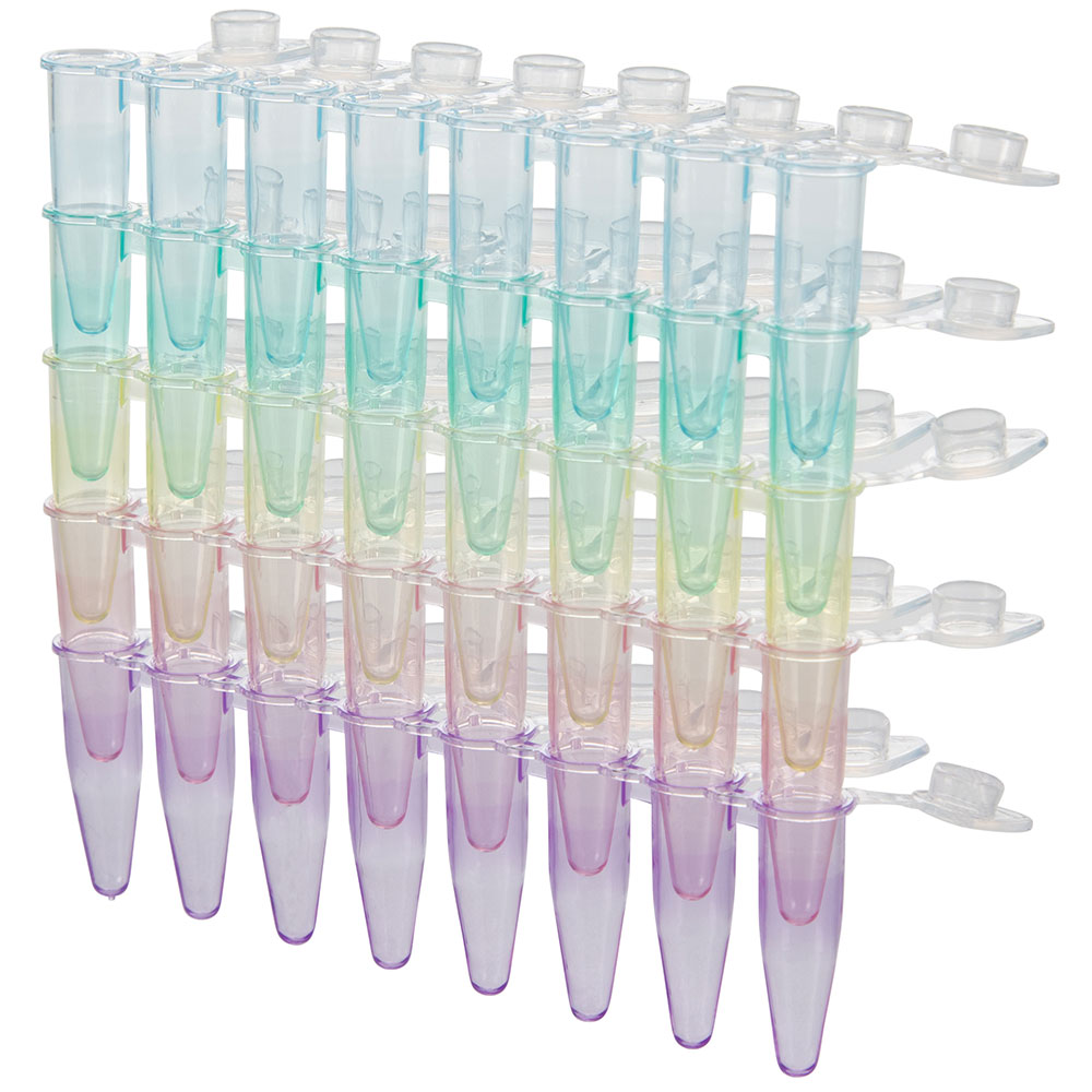 Picture of Globe Scientific PCR Tube Strips w/Attached Snap Caps - PCR-DL-02F-RW