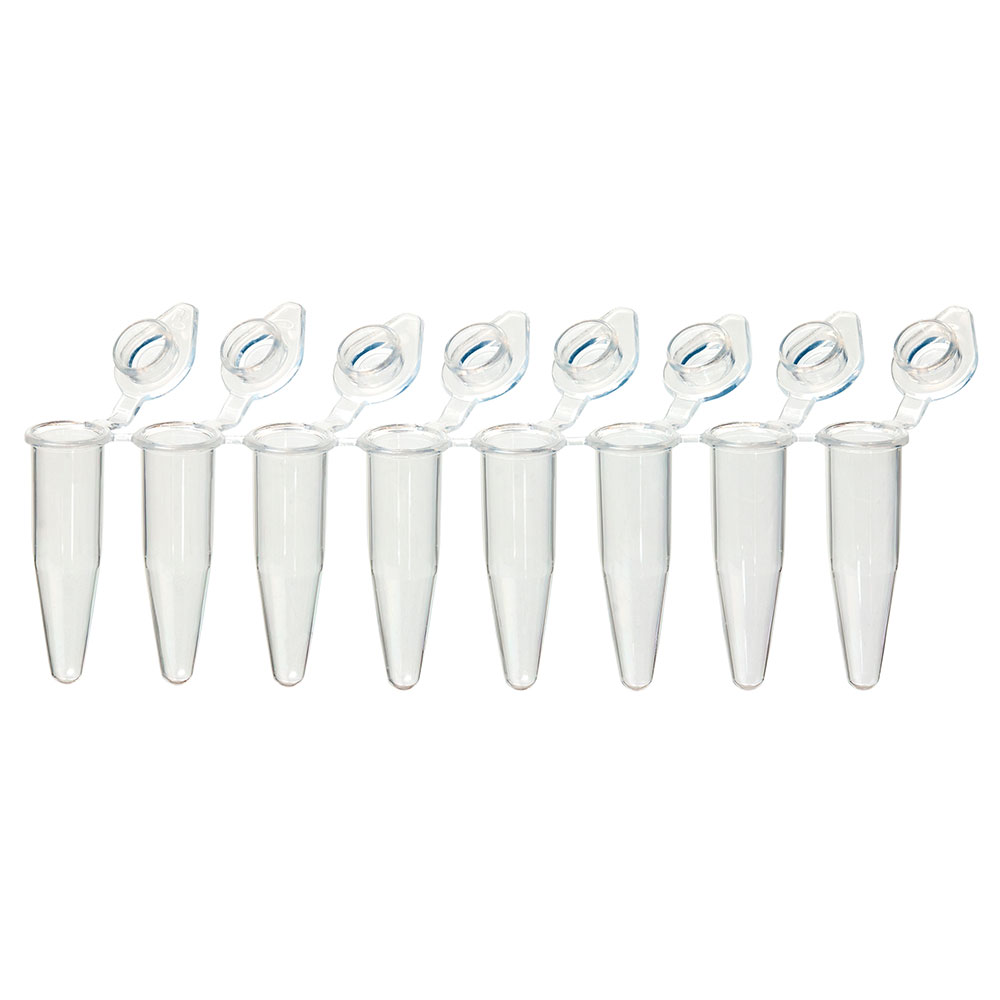 Picture of Globe Scientific PCR Tube Strips w/Attached Snap Caps - PCR-QS-02F